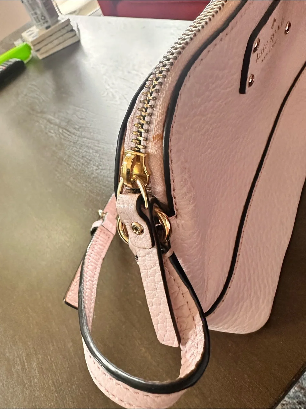 kate spade Blush Pink Pebbled Leather cross body bag  Gold Hardware